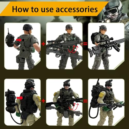 6 Pcs Army Men Toy Soldiers Action Figures with Weapon for Boys 4-7