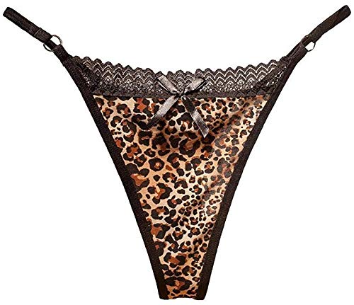 Youning String pour femme - Sous-vêtements sexy - Léopard - Dentelle noire - Culotte taille basse - String - Bikini - Sous-vêtements en V - Culotte pour...