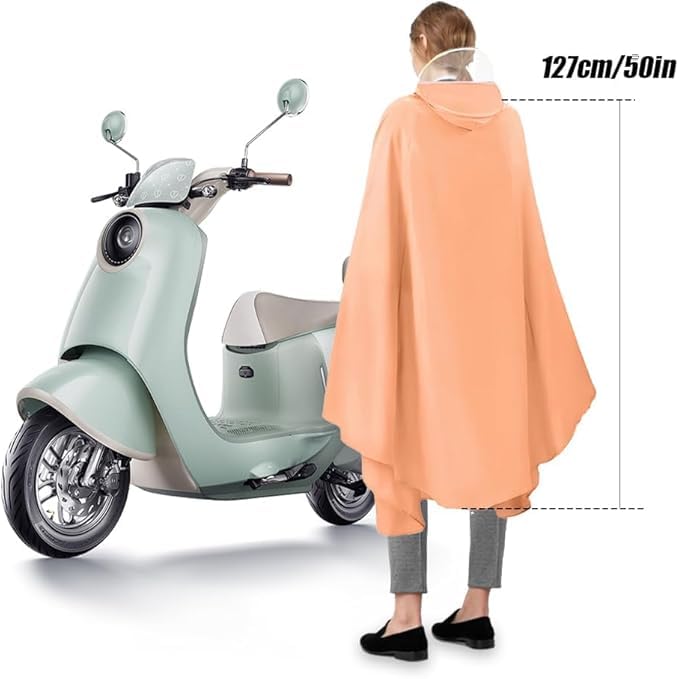 Cape Pluie Moto Électrique Oxford Visière PU8000mm Réfléchissante | Tissu Oxford imperméable PU8000mm, visière amovible, bandes réfléchissantes, résistant au vent unisexe moto fauteuil roulant