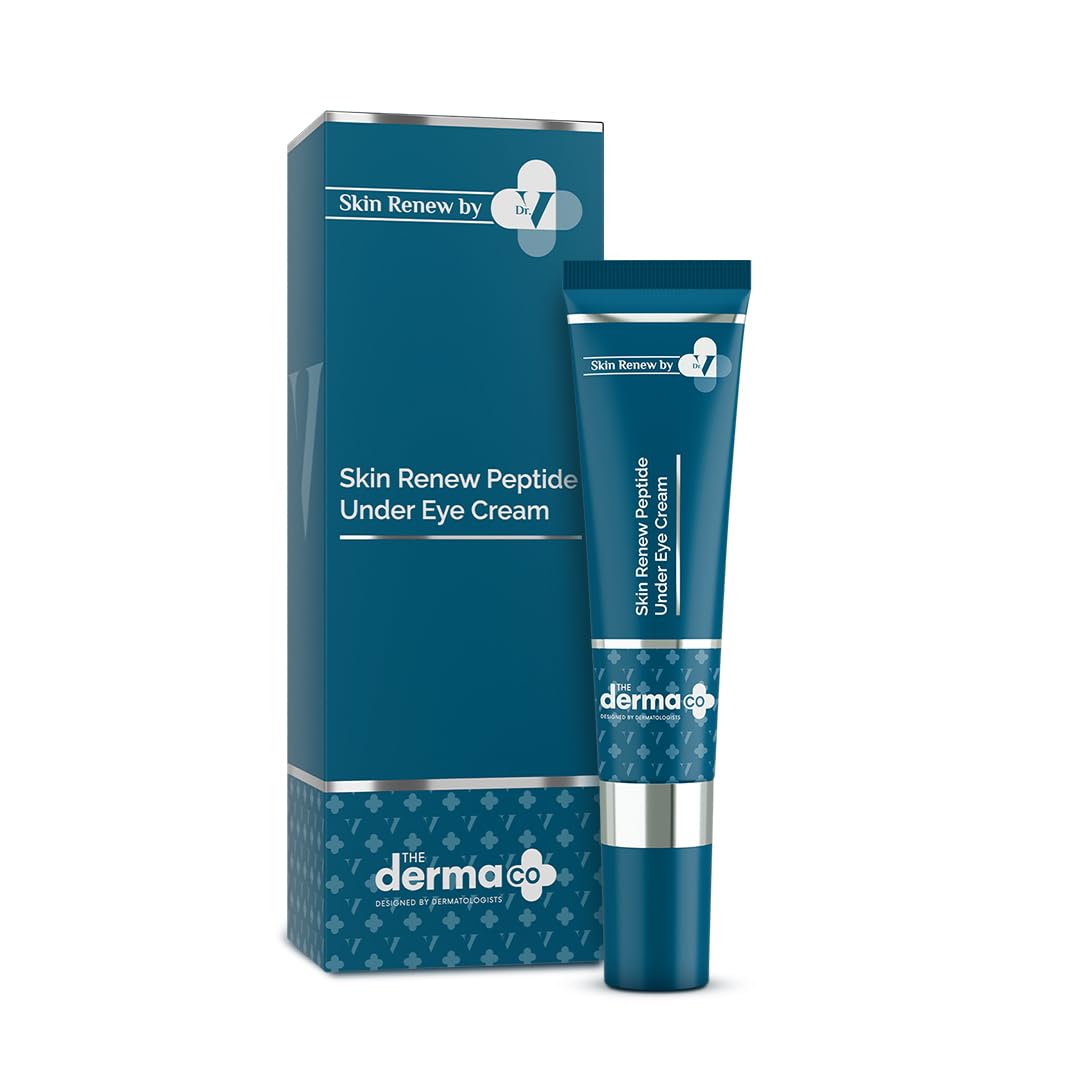 The Derma Co. Skin Renew Peptide Under Eye Cream | Brightens Undereye | Reduces Dark Circles, Wrinkles, Fine Lines & Puffy Eyes With Metal Applicator | Boosts Skin Renewal - 15 ml