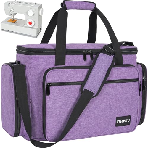 FREEAMG Nähmaschinentaschen Kompatibel mit den Meisten Standard Nähmaschinen Transporttasche für Nähmaschine und Zubehör mit Herausnehmbarem Polster und Mehreren Staufächern (Violett)