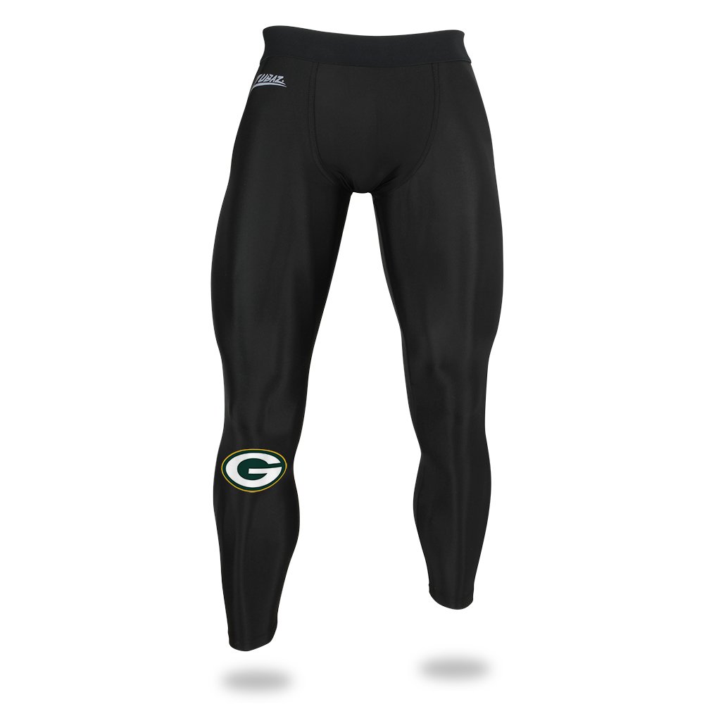 Zubaz Men's NFL Green Bay Packers Active Compression Legging - Black - Large