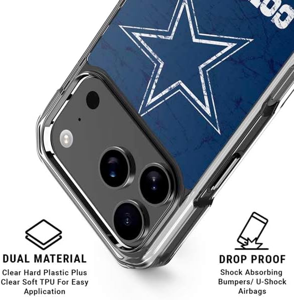 Skinit Clear Phone Case Compatible with iPhone 17 Pro - Officially Licensed NFL Dallas Cowboys Distressed Design