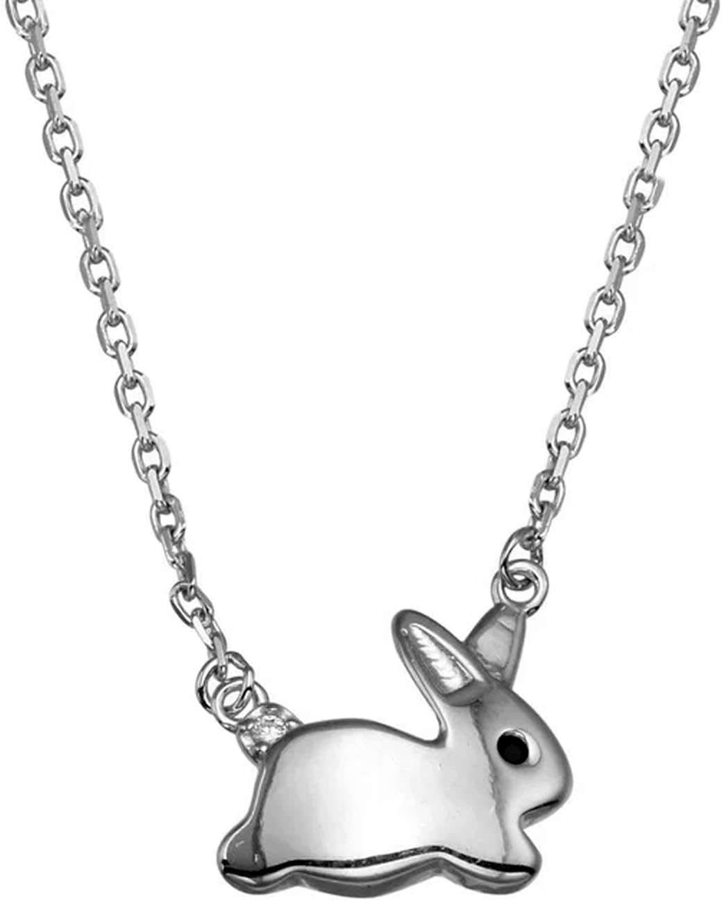 Charm America Silver Rabbit Necklace - 925 Sterling Silver - Easter Necklace Jewelry - Bunny Jewelry