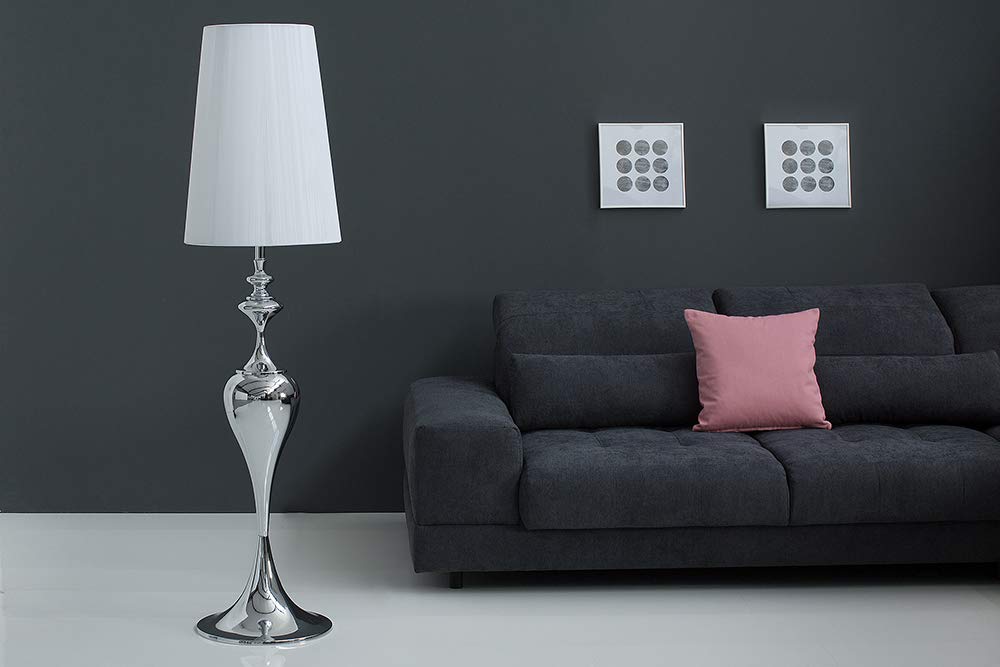 Edle Lampe Design Stehleuchte LUCIE Leuchte weiß 160cm Stehlampe Metall Lampenschirm Weiß Textilschirm