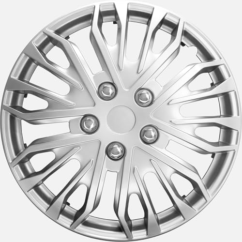 Image of LYDS Eurosport Silver Universal 15 inch Premium ABS Hubcap Wheel Cover Replacement Set of 4 - HWC-15S