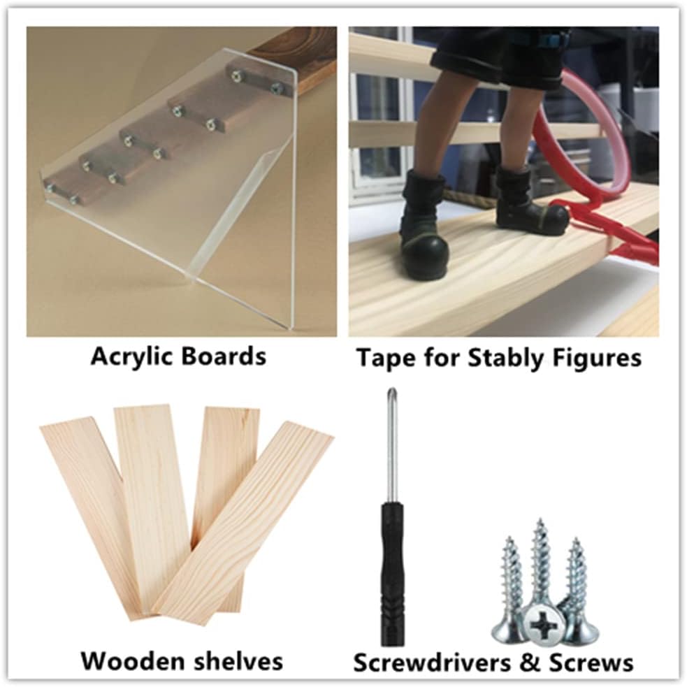 1 Pack Large 5 Tier Acrylic Display Stand 16*13*7.8 inches for Figures Wooden Risers Display Case for Craft Fair Acrylic Cupcake Stand for Dessert Table Cologne Organizer for Men (BROWN)