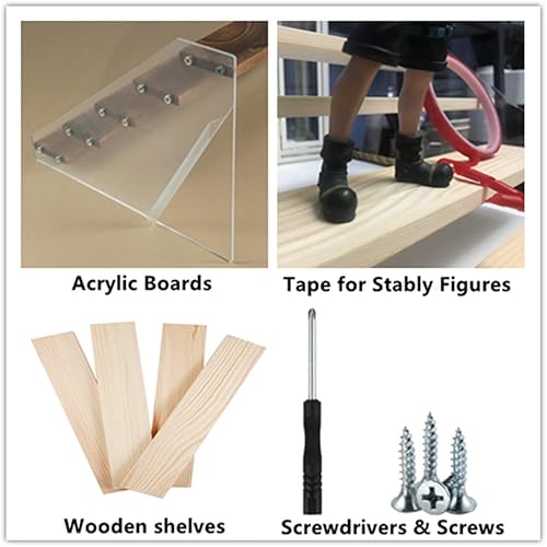 Miniatura 7 de Estante de exhibición, estantes elevadores de acrílico transparente, almacenamiento de acrílico de madera para colección de figuras, cupcakes,