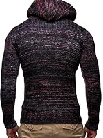 Leif Nelson Herren Strickpullover mit Kapuze Rot/Hochwertiger Winterpullover in Regular Fit, ideal für Casual und Business, Langarm Größe M – Ansicht 4