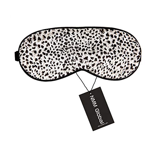 NMM Global 100% Mulberry Silk Sleep Mask Blackout, Cute Natural Sleeping Mask with Adjustable Elastic Strap, Satin Eye Cover for Men Women Adults (Leopard)