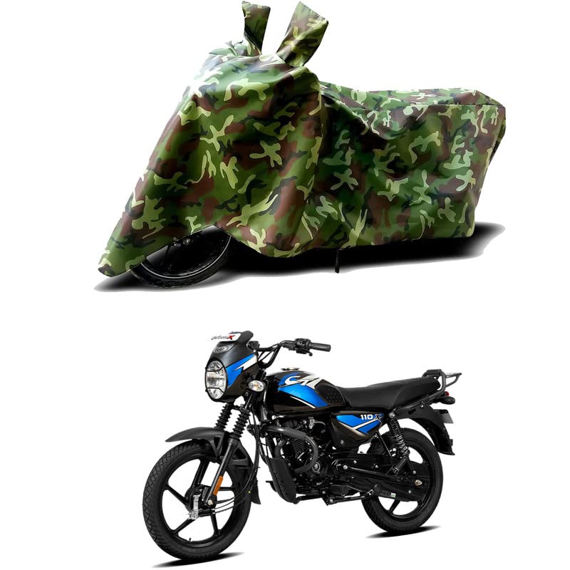 Image of 100% Water Resistant Bike Scooty Two Wheeler Body Cover Compatible for Bajaj CT 110X Electric Start /UV-Rays /Heat Protection /Birds Dropping /Scratchproof /Dust Proof /Waterproof /All [Green MJ]