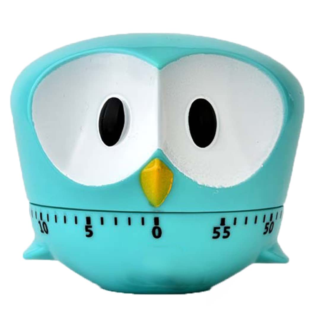 Peosaard 1PC Cute Cartoon Owl Timers Mini 60 Minutes Mechanical Kitchen Cooking Timer Clock Loud Alarm Counters Manual Kitchen Timer (Blue)