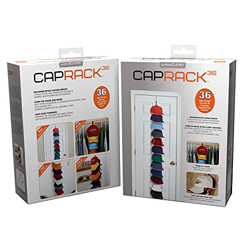 Perfect-Curve-Cap-Rack36-System--Hat-Rack-for-Baseball-Caps-Over-Door-Organizer-Baseball-Cap-Organizer-Hat-Hangers-for-Closet-Hat-Organizer-for-Wall-12-Clips-Hold-up-to-36-caps-Black