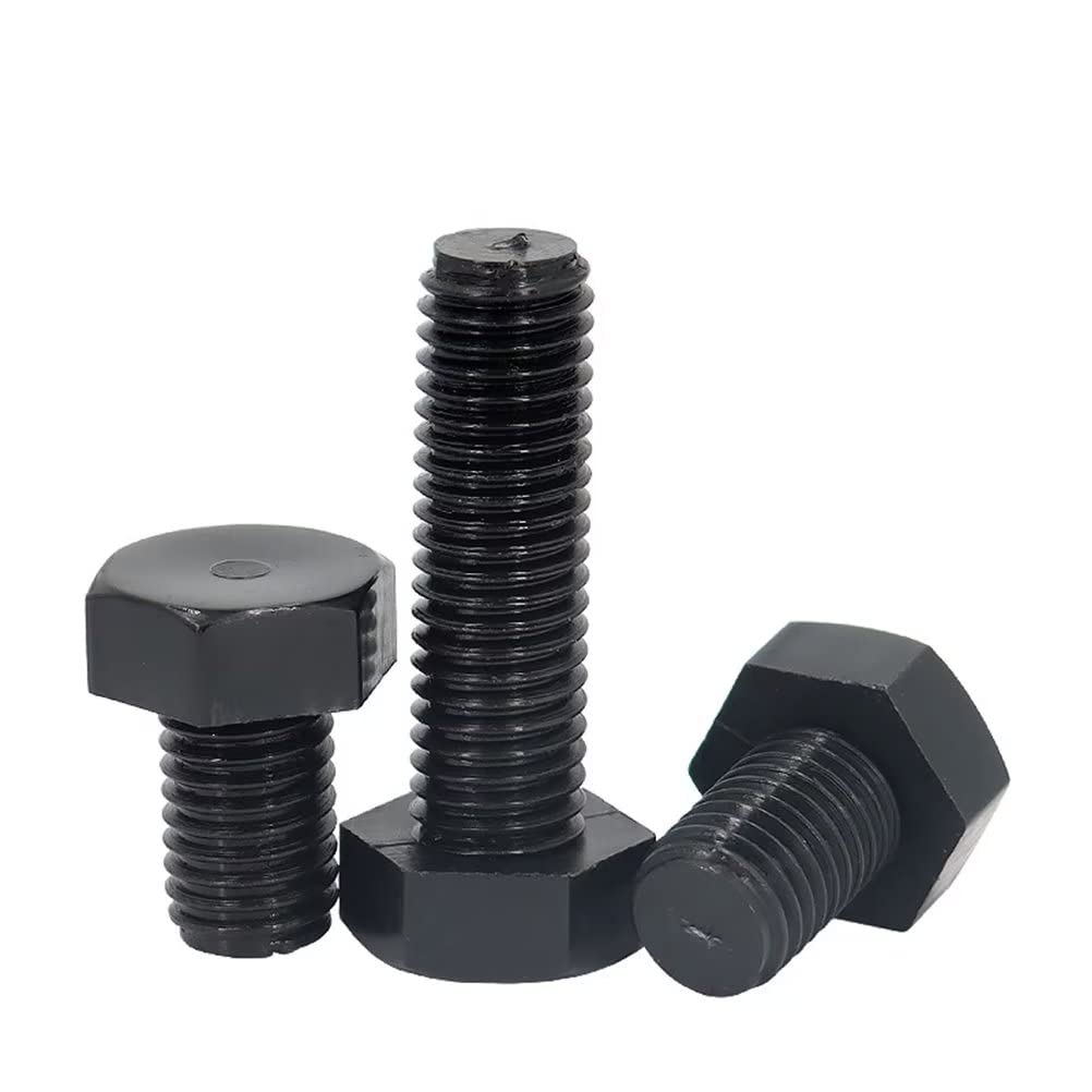 FEEIMOL Plastic Screws Nylon Hex Bolts Full Thread Machine Screws Black M12x60mm (5 pcs)