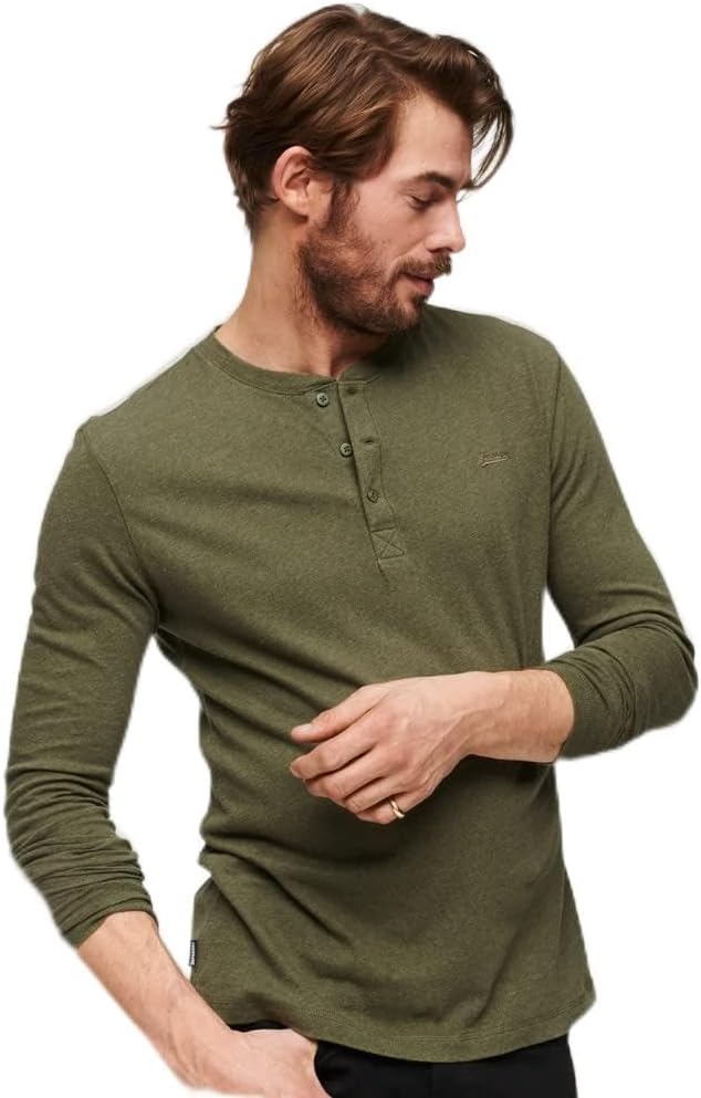 Superdry Herren Vintage Logo EMB L/S Henley Kapuzenpullover  