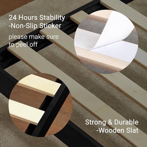 Image of LIFEMENT Full Bed Frame Classic Wood Platform, Noise Free, Under Bed Storage, No Box Spring Needed, Easy Assembly, Black