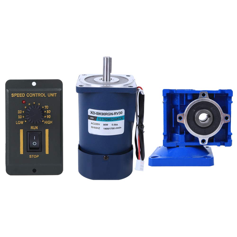 Cocoarm Motore Riduttore a Vite Senza Fine da 90 W Motore di Controllo della velocità CA 220 V CA 1400 1700 Giri/min con Rapporto di Riduzione del RV30 20 K per Macchinari per Trasportatori, Stampa