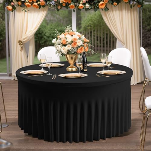 Jupe de table ronde de 150 cm et 180 cm réutilisable pour banquet - 4