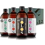 HOLOS Kombucha Drink Mixed Case - Organic Kombucha Tea - Chilled, Unpasteurised Raw Kombucha - Vegan, All-Natural Ingredients - 12 x 330ml Kombucha Bottles