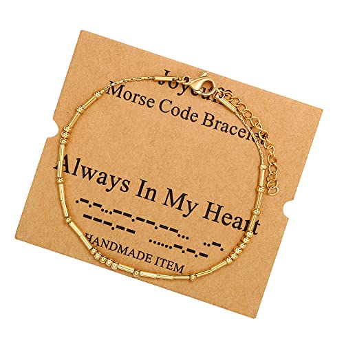 Image of JoycuFF Inspirational Morse Code Bracelets for Women Silver Beads Jewelry Encouragement Mantra Gifts for Her