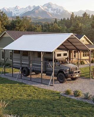 GarveeLife 20x25 ft Vertical Roof Metal Carport, Heavy-Duty 2 Cars Car Port