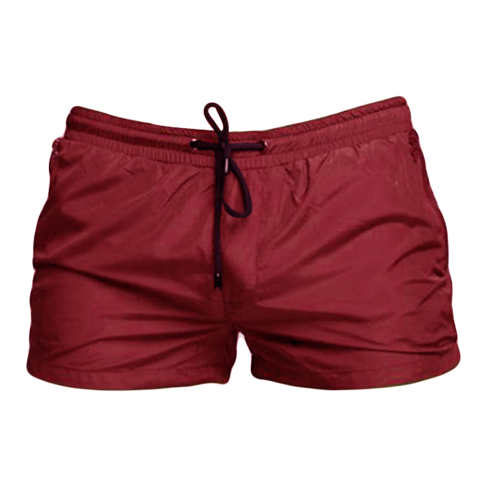 Men's Mesh Lining Beach Shorts Quick Dry Swim Trunks Swimwear Gym Workout Athletic Short Pants Zipper Pockets (Red,Small)