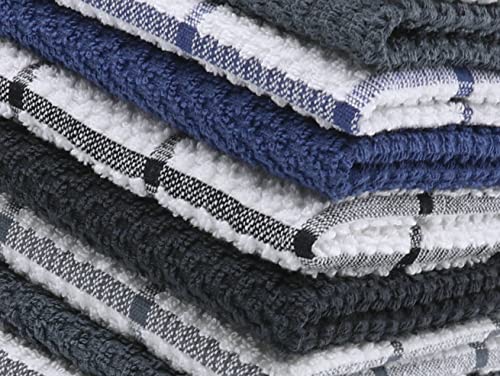 Ppaxl Cotton Grid Dish Cloths, Terry Cleaning Rags, 12 X 12 Inches, Light And Soft, Quick Drying Dish Rags, 8Pc/Set (Blue Multi) #TOP6