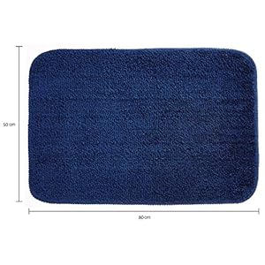 Amazon Brand - Solimo Anti-Slip Microfibre Bathmat, 50cm x 80cm - Pack of 2 (Blue)