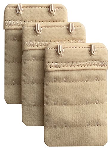 Women Pack of 3 Soft Comfortable 2 Hooks Bra Extender,2.4"x 1.5"2