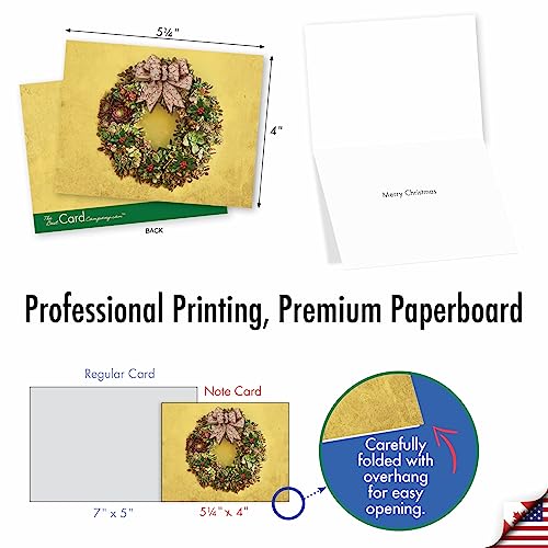 Image of The Best Card Company - 10 Holiday Note Cards for Christmas - Festive Bulk Assortment, Boxed Notecards with Envelopes (4 x 5.12 Inch) - Succulent Wreaths M2942XSG