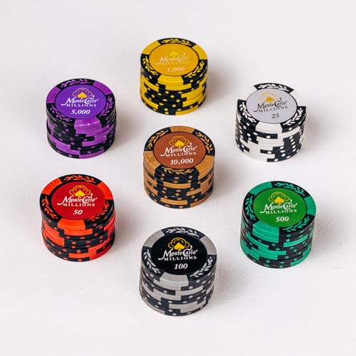 Image of Casino Kart Monte Carlo Poker Chipset | 500 Chips Set with 2 Decks of Playing Cards, Dealer Button & Sturdy Case | Casino-Grade Poker Set for Texas Hold'em, Blackjack & Game Nights