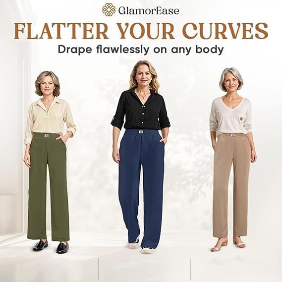 Pulisa Womens Pants, Glamorease - Perfect Drape High Rise Pull-On Stretch Pants, Pulisa Dress Pants for Senior2