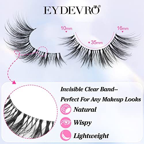 EYDEVRO 3D Wispy Natural 16mm Mink False Eyelashes Cat Eye 7 Pairs