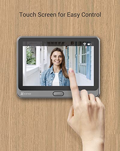 EZVIZ Wireless Door Peephole Camera - 4.3-Inch Color Touch Screen Door Viewer with 3-Month Battery Life, 1080P Front Door Bell, Human Detection, Two-Way Video Call, Night Vision, 256GB Cloud/SD, CP4