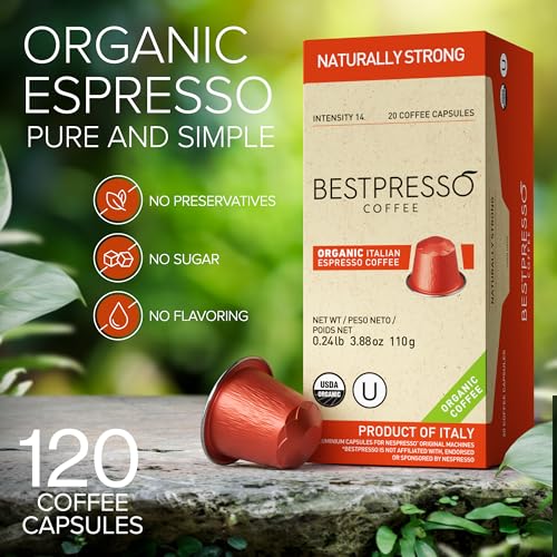 Image of Organic USDA Bestpresso Coffee Aluminum Espresso Pods For Nespresso Original Machine 480 Pack (Naturally Strong)