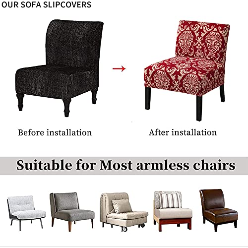 Image of Eco-Ancheng Armless Accent Chair Cover Slipcover Stretch Spandex Slipper Chair Cover Removable Washable for Armless Chair Slipcover Furniture Protector Covers for Living Dining Room Hotel