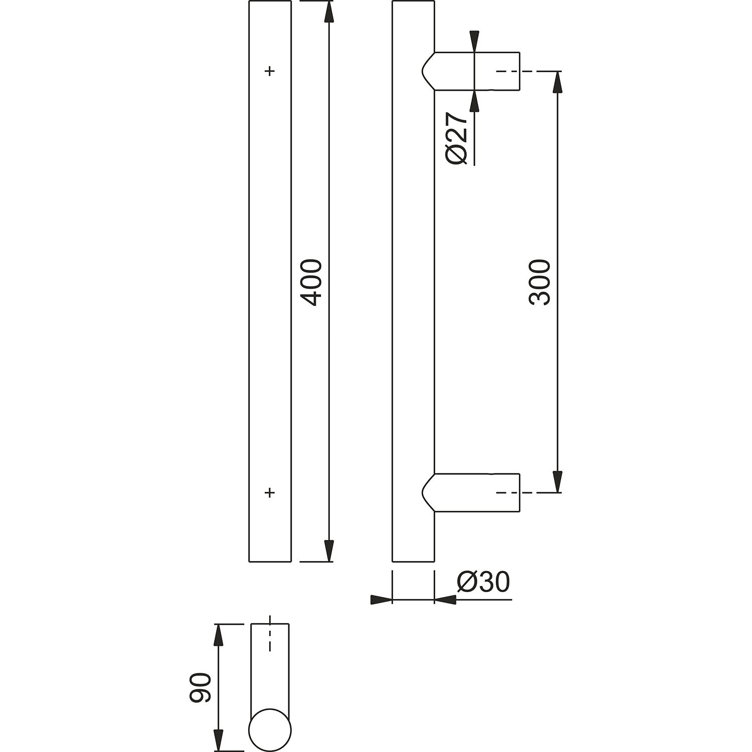 HOPPE Edelstahl Bügelgriff 400mm - Türgriff Stangenform Matt