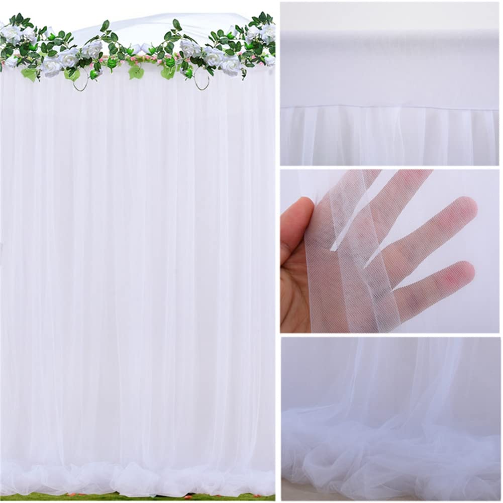 Rideau de fond en tulle blanc transparent - 5 x 7 m - Pour photo de mariage - Décoration de fête prénatale, anniversaire, mariage, mur photo - Blanc