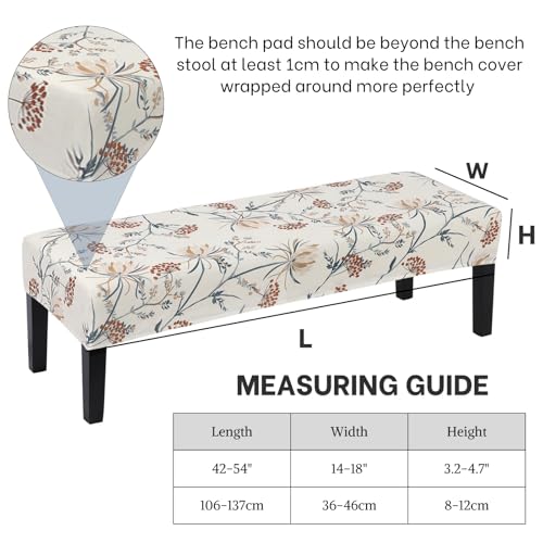 Image of SearchI Dining Bench Cover, Stretch Washable Long Bench Seat Covers, Rectangle Dining Table Bench Slipover for Dining Room Living Room Kitchen(Flower 1)