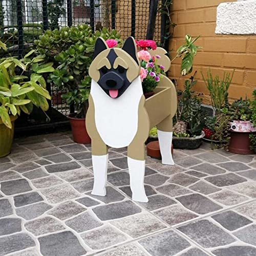WXCOHB American Akita - Macetas de perro con forma de dibujos animados, lindas macetas de perro para plantas vivas o artificiales, decoración de jardín interior y exterior, Akita americana