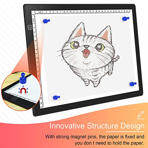 A4 Light Pad for Drawing-Tracing Light Box with 4 Magnets,Professional 8mm Thin Light Table,Stepless Dim Light Board for Diamond Painting,X-ray View - Thumbnail 3