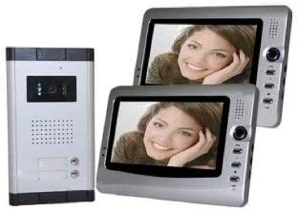 Generico Videocitofono Bifamiliare Colori Telecamera LED Esterno 2 Monitor LCD 7 Pollici