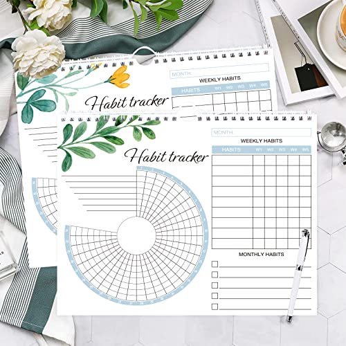 Habit Tracker Calendar - 12 Months Undated Daily Weekly And Monthly Period Habit Tracker, Yellow Floral Habit & Goal Planner Wall Calendar To Boost Productivity, 8" X 10" #TOP5
