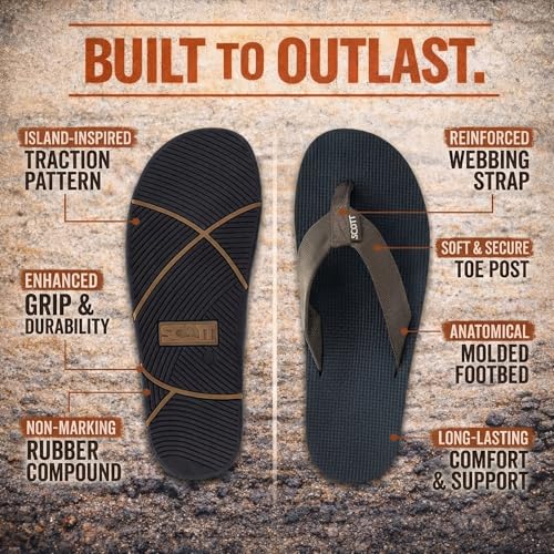 Image of Scott Hawaii Makaha Flip Flop Black | Custom Molded Outsole with Arch Support | Podiatrist Recommended