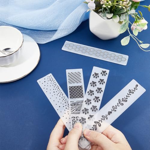 CRASPIRE 5 Style Paw Print Leaf Honeycomb Embossing Folder Flowers Scale Spot Plastic Background Vintage Template Stencils for Card Making Tool DIY Handmade Scrapbooking Paper Craft Album Stamps - Image 3