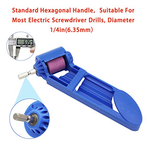 CZS Drill Bit Sharpener Portable Diamond Drill Bit Sharpening Tool Corundum Grinding Wheel for Iron-based Drill Bits Fit Width Range 5/64”-1/2” (2-12.5mm),with Extra Corundum Grinding Wheel and Wrench - Thumbnail 4