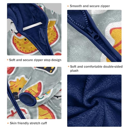 Cartoon Stickers Girls Fleece Jacket Girls Fall Jacket Girls Zip Up Hoodie Girls Sherpa Jacket 2-10T3