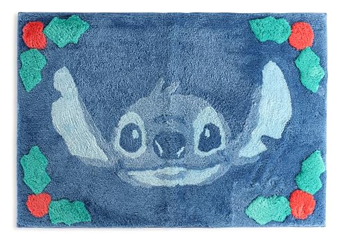 Jay Franco Kids Christmas Tufted Bath Rug 20 x 30 Inches Non-Slip Plush Mat with Latex Backing Ultra-Soft Absorbent Carpet Official Licensed Product Blue - Stitch