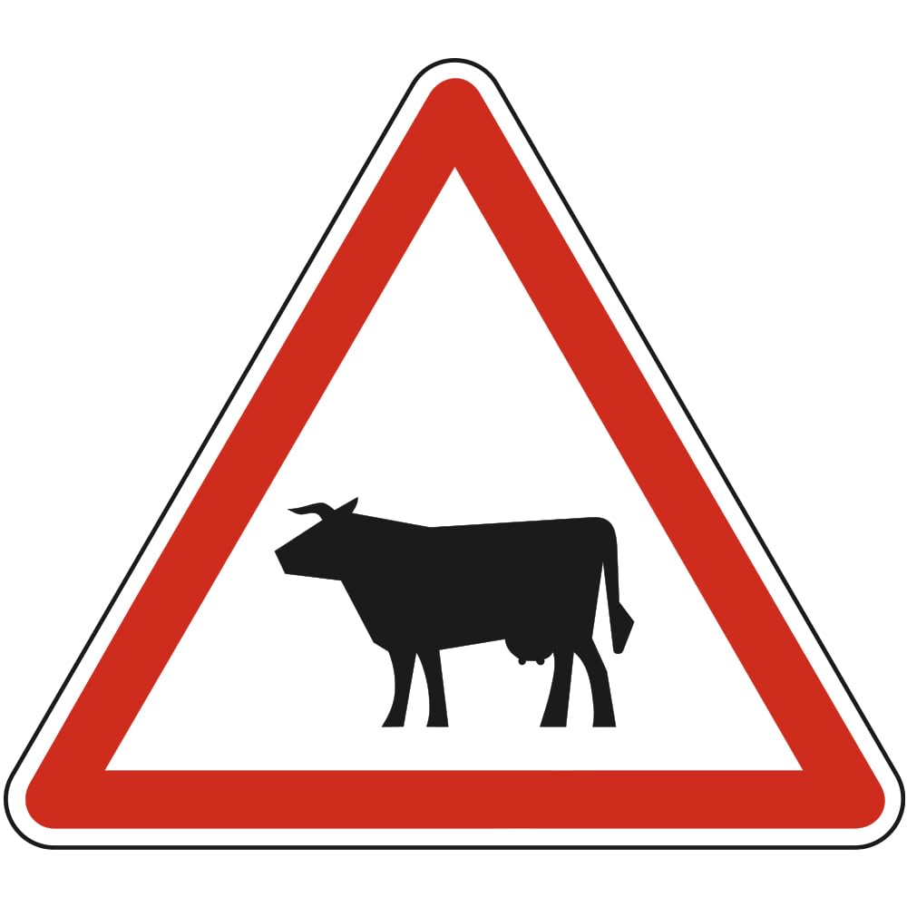 Signalétique.biz France Panneau Danger Passage d'animaux domestiques A15a1 50 cm (500 mm) Signalisation Triangulaire Ecolign Panneau Sécurité Routière