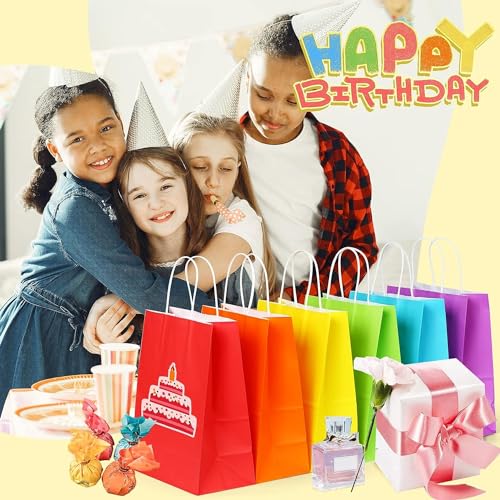 Image of RanGit Bhumi Gift Paper Bags - 10pcs Color Paper Return Gift Bags 9x11x4 in Medium- Party favor gifting covers for kids birthday, wedding, engagement and other festivals(10 pcs, Multicolor)